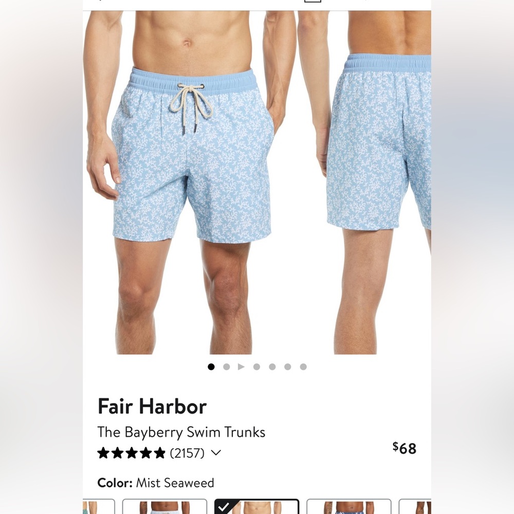 NWT Fair Harbor Bayberry swim trunks
